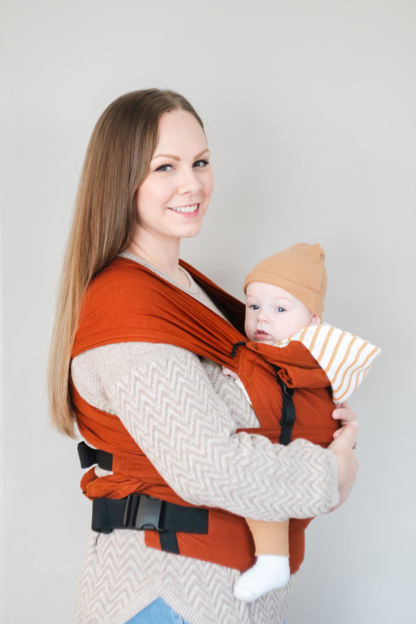 Infant Half Buckle Wrap-Style Straps Babue Carrier: BabyBabue, Burnt Orange